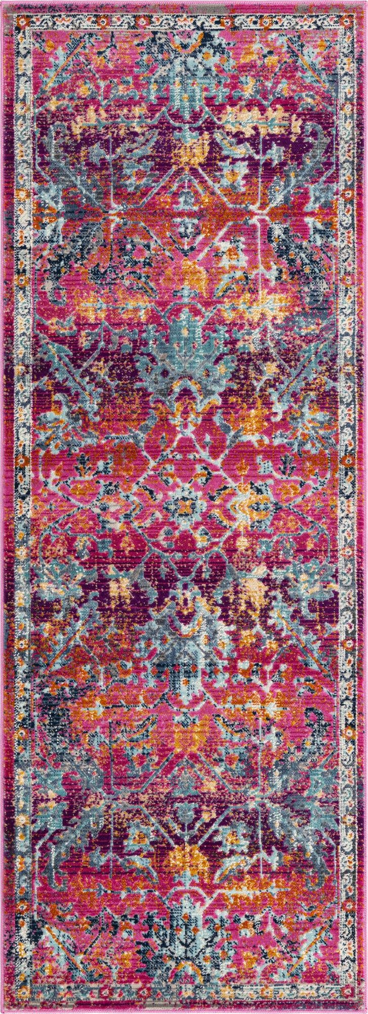 Prague Tapestry Collection Area Rug - Moravia Runner Fuchsia lifestyle 31