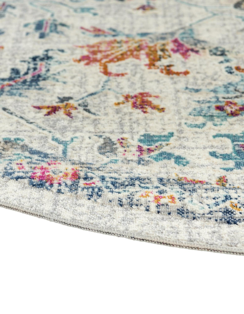 Prague Tapestry Collection Area Rug - Moravia Round Ivory lifestyle 84