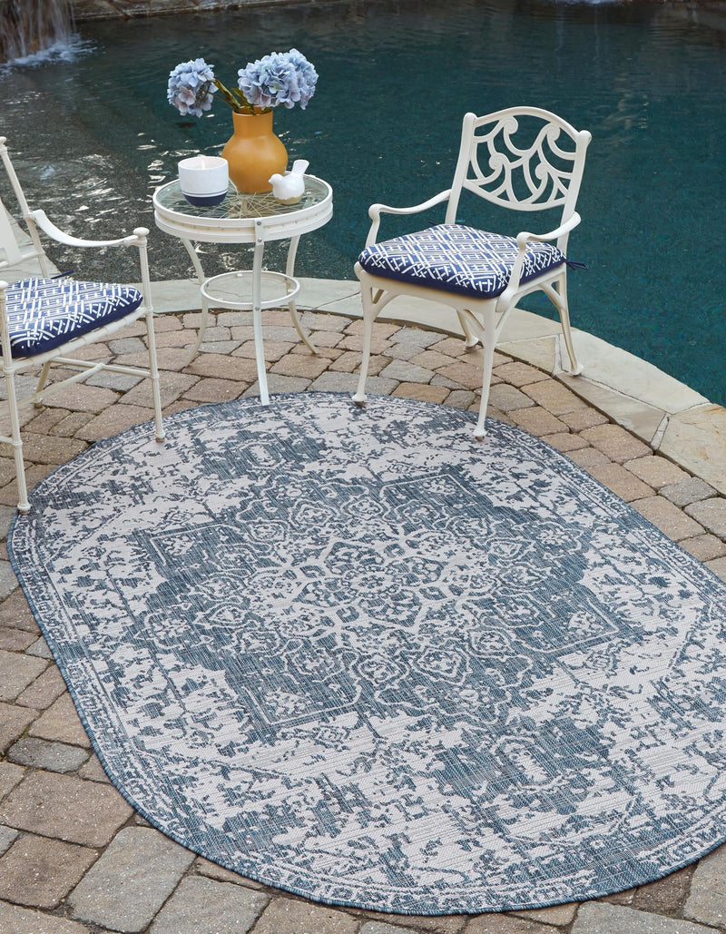 Urban Oasis Rugs Collection Area Rug - Penthouse (Blue) Oval Blue lifestyle 0