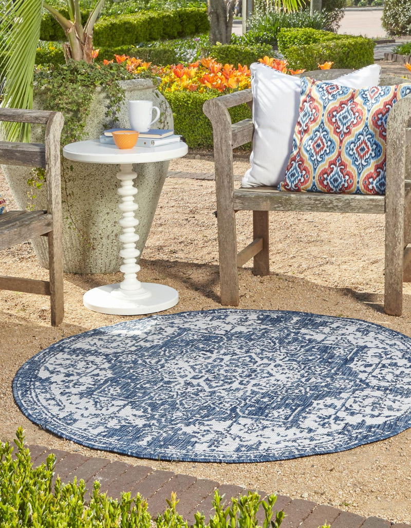 Urban Oasis Rugs Collection Area Rug - Penthouse (Blue) Round Blue lifestyle 3