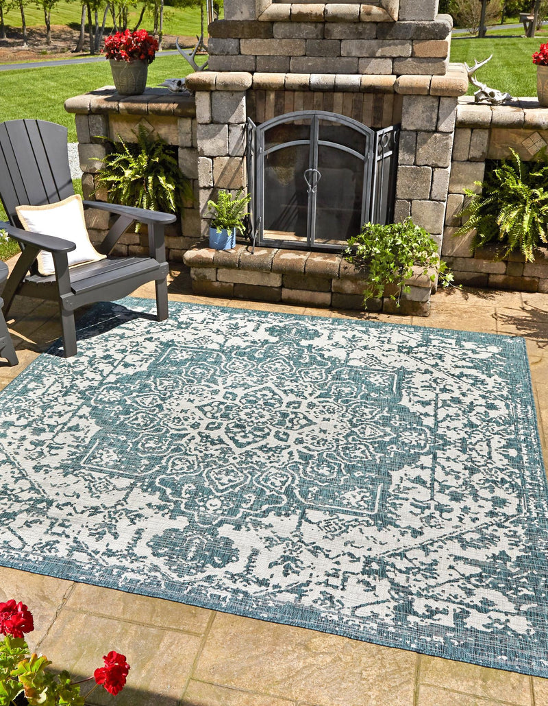 Urban Oasis Rugs Collection Area Rug - Penthouse (Teal) Square Teal lifestyle 0