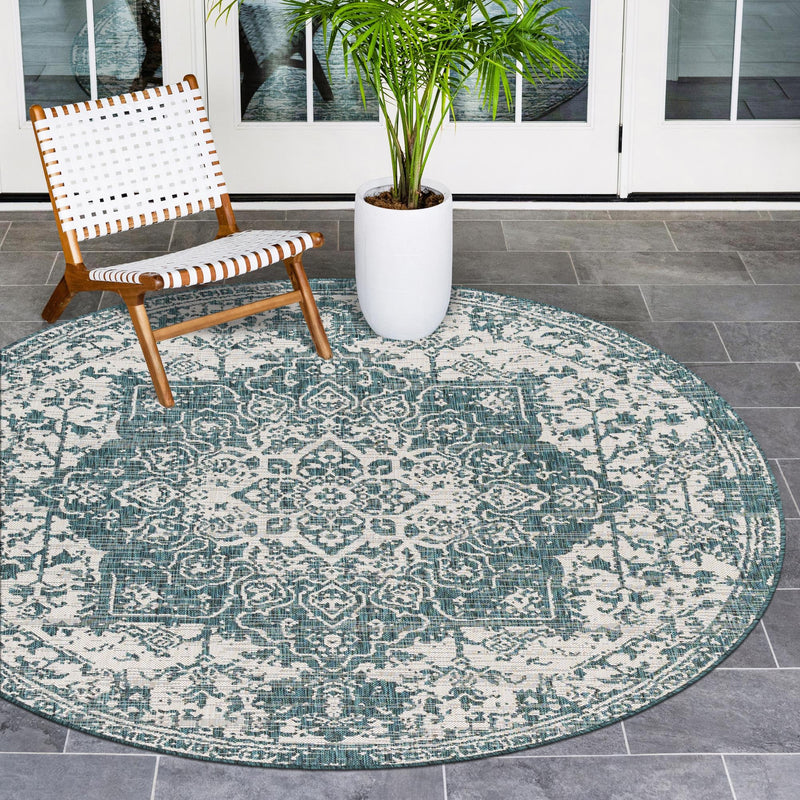 Urban Oasis Rugs Collection Area Rug - Penthouse (Teal) Round Teal lifestyle 0