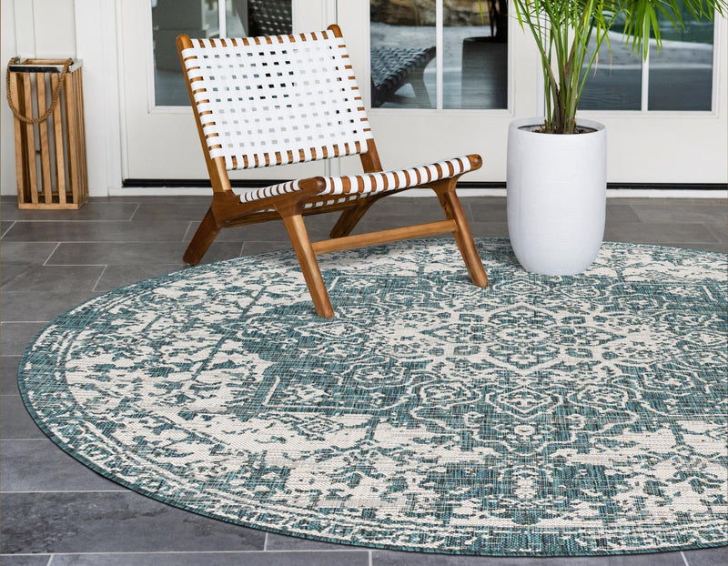 Urban Oasis Rugs Collection Area Rug - Penthouse (Teal) Round Teal lifestyle 2