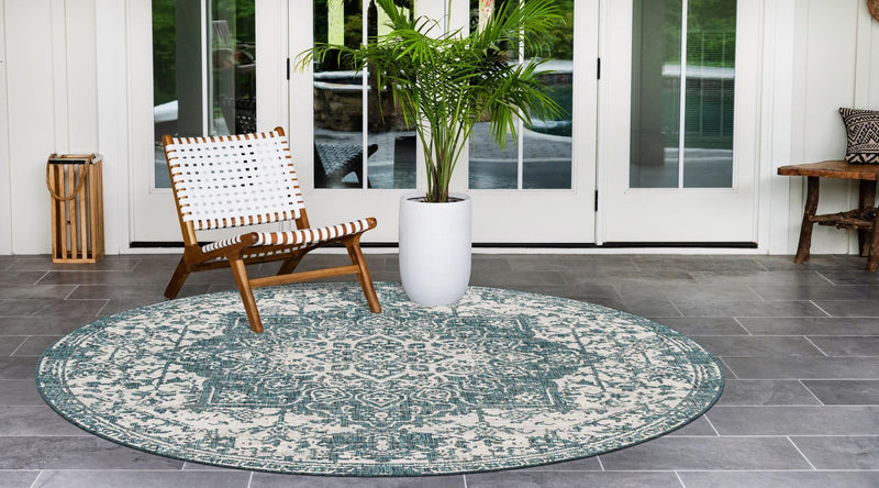 Urban Oasis Rugs Collection Area Rug - Penthouse (Teal) Round Teal lifestyle 3