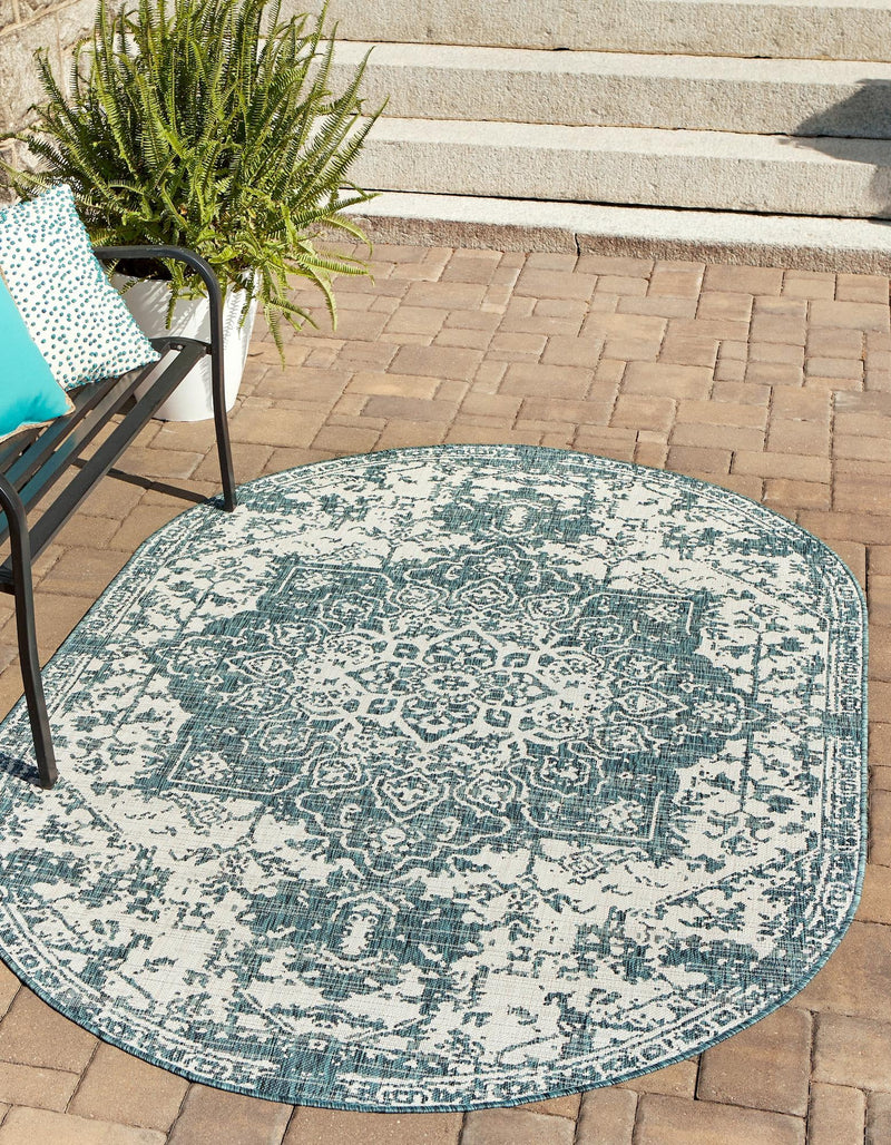 Urban Oasis Rugs Collection Area Rug - Penthouse (Teal) Oval Teal lifestyle 0
