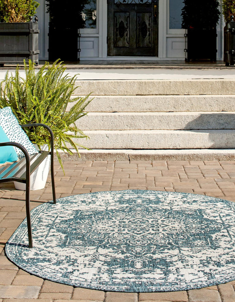Urban Oasis Rugs Collection Area Rug - Penthouse (Teal) Oval Teal lifestyle 2