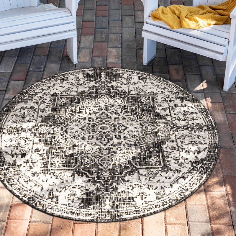 Urban Oasis Rugs Collection Area Rug - Penthouse (Charcoal Gray) Round Charcoal Gray lifestyle 0