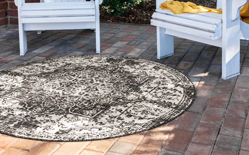 Urban Oasis Rugs Collection Area Rug - Penthouse (Charcoal Gray) Round Charcoal Gray lifestyle 2