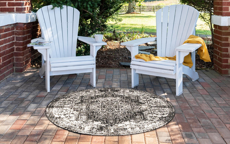 Urban Oasis Rugs Collection Area Rug - Penthouse (Charcoal Gray) Round Charcoal Gray lifestyle 3