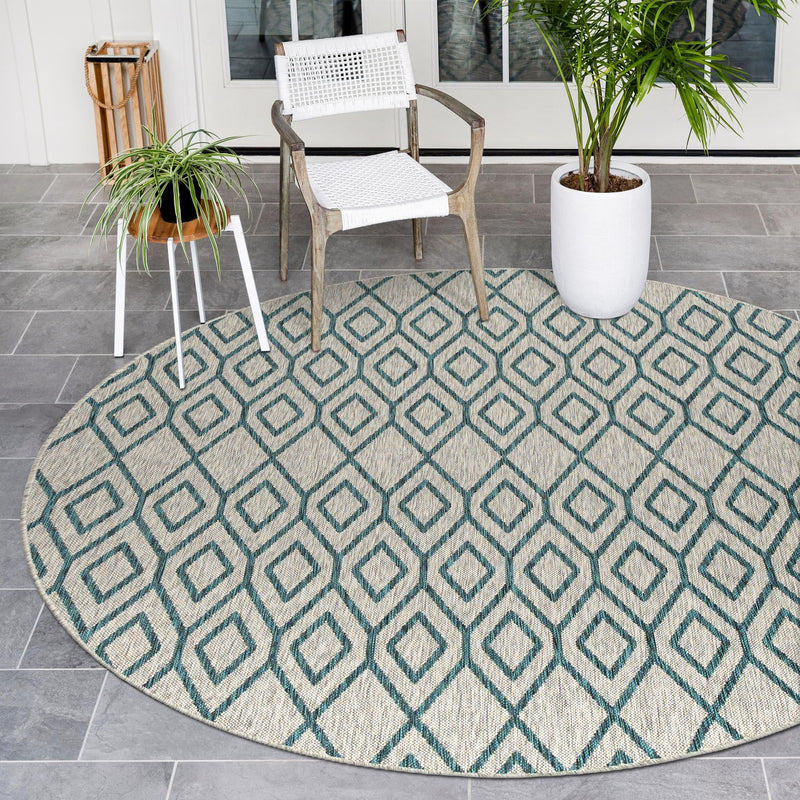 Urban Oasis Rugs Collection Area Rug - Boulevard (Gray Teal) Round Gray Teal lifestyle 0