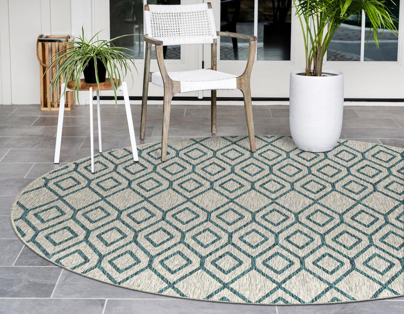 Urban Oasis Rugs Collection Area Rug - Boulevard (Gray Teal) Round Gray Teal lifestyle 2