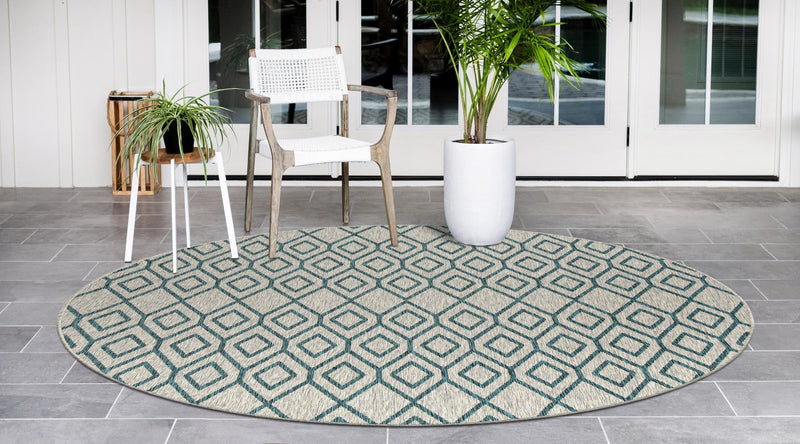 Urban Oasis Rugs Collection Area Rug - Boulevard (Gray Teal) Round Gray Teal lifestyle 3