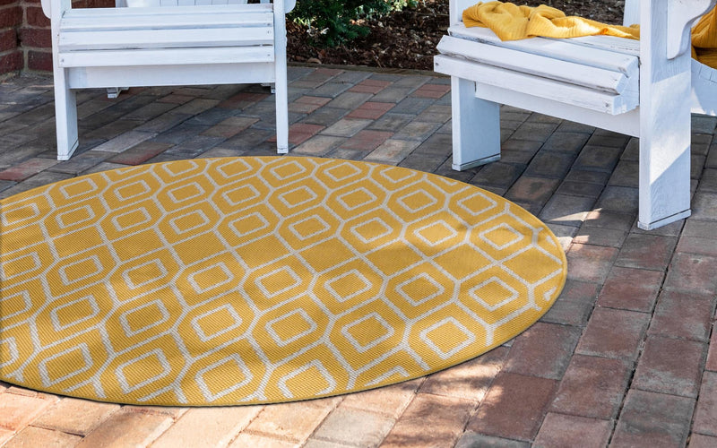Urban Oasis Rugs Collection Area Rug - Boulevard (Yellow Ivory) Round Yellow Ivory lifestyle 2