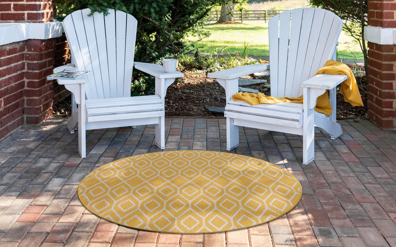 Urban Oasis Rugs Collection Area Rug - Boulevard (Yellow Ivory) Round Yellow Ivory lifestyle 3