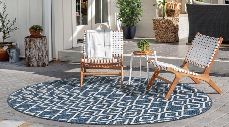 Urban Oasis Rugs Collection Area Rug - Boulevard (Blue) Round Blue lifestyle 3