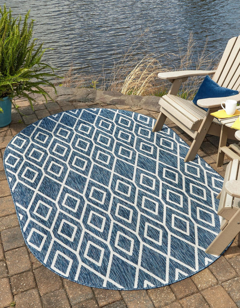 Urban Oasis Rugs Collection Area Rug - Boulevard (Blue) Oval Blue lifestyle 0