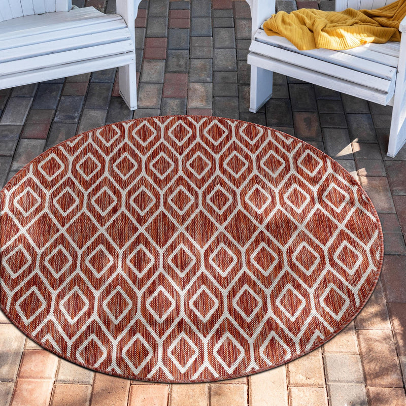 Urban Oasis Rugs Collection Area Rug - Boulevard (Rust Red) Round Rust Red lifestyle 0