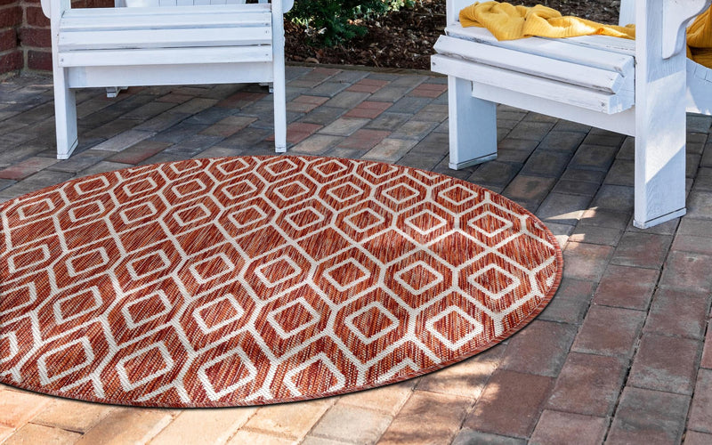 Urban Oasis Rugs Collection Area Rug - Boulevard (Rust Red) Round Rust Red lifestyle 2