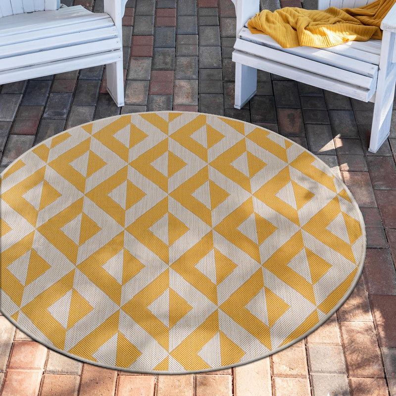 Urban Oasis Rugs Collection Area Rug - Highrise (Yellow) Round Yellow lifestyle 0