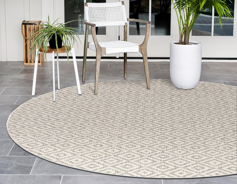 Urban Oasis Rugs Collection Area Rug - Rooftop (Light Gray) Round Light Gray lifestyle 2