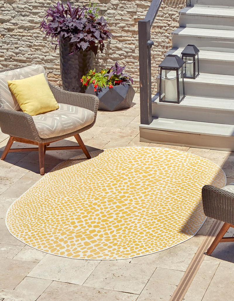Urban Oasis Rugs Collection Area Rug - Terrace (Yellow Ivory) Oval Yellow Ivory lifestyle 0