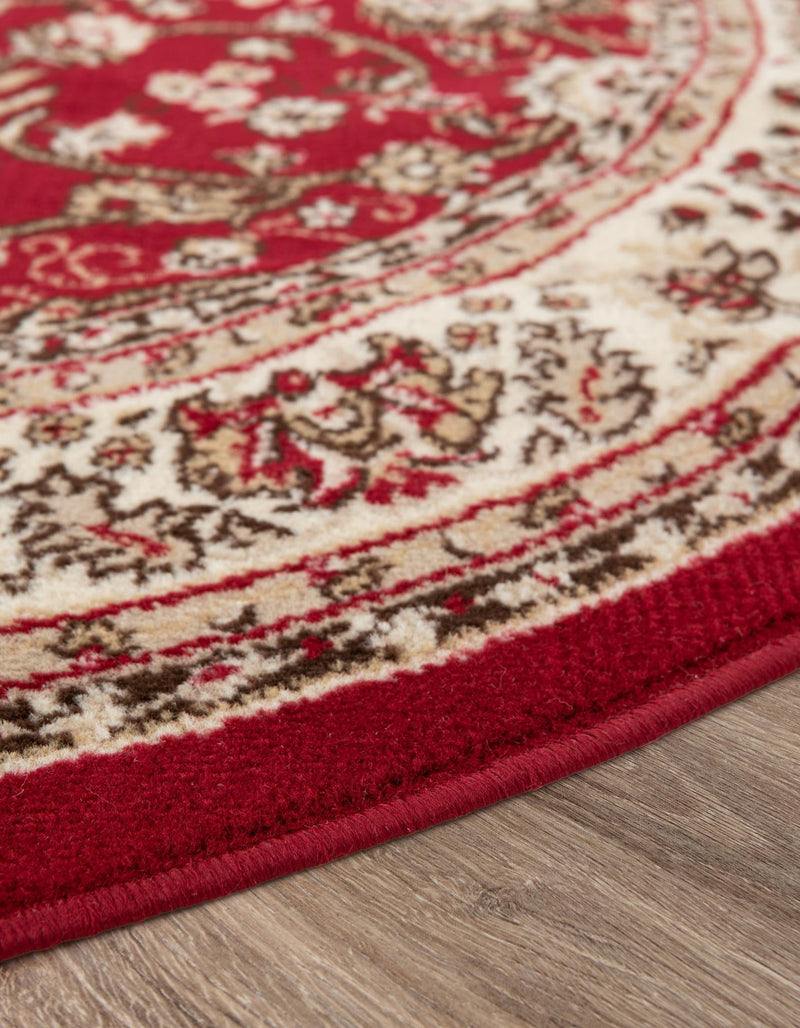Isfahan Elegance Collection Area Rug - Naghsh-e Jahan (Burgundy) Round Burgundy lifestyle 34