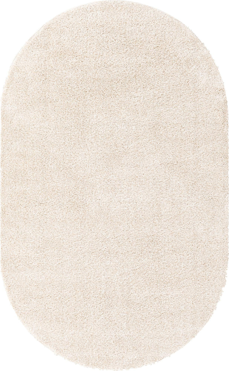 Solid Shag Seaside Collection Area Rug - Azure Cove (Ivory) Oval Ivory lifestyle 22