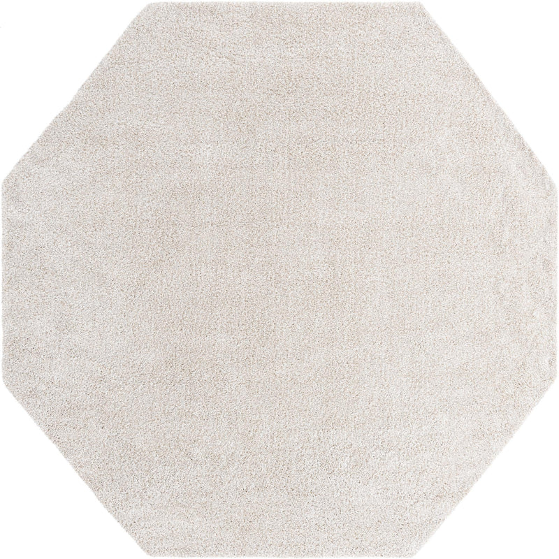Solid Shag Seaside Collection Area Rug - Azure Cove (Ivory) Octagon Ivory lifestyle 23