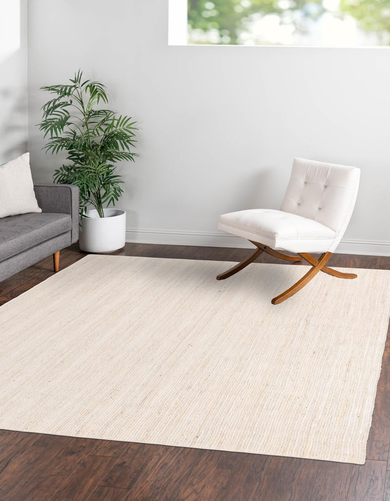 Woven Seaside Jute Collection Area Rug - Savannah (White) Square White lifestyle 29