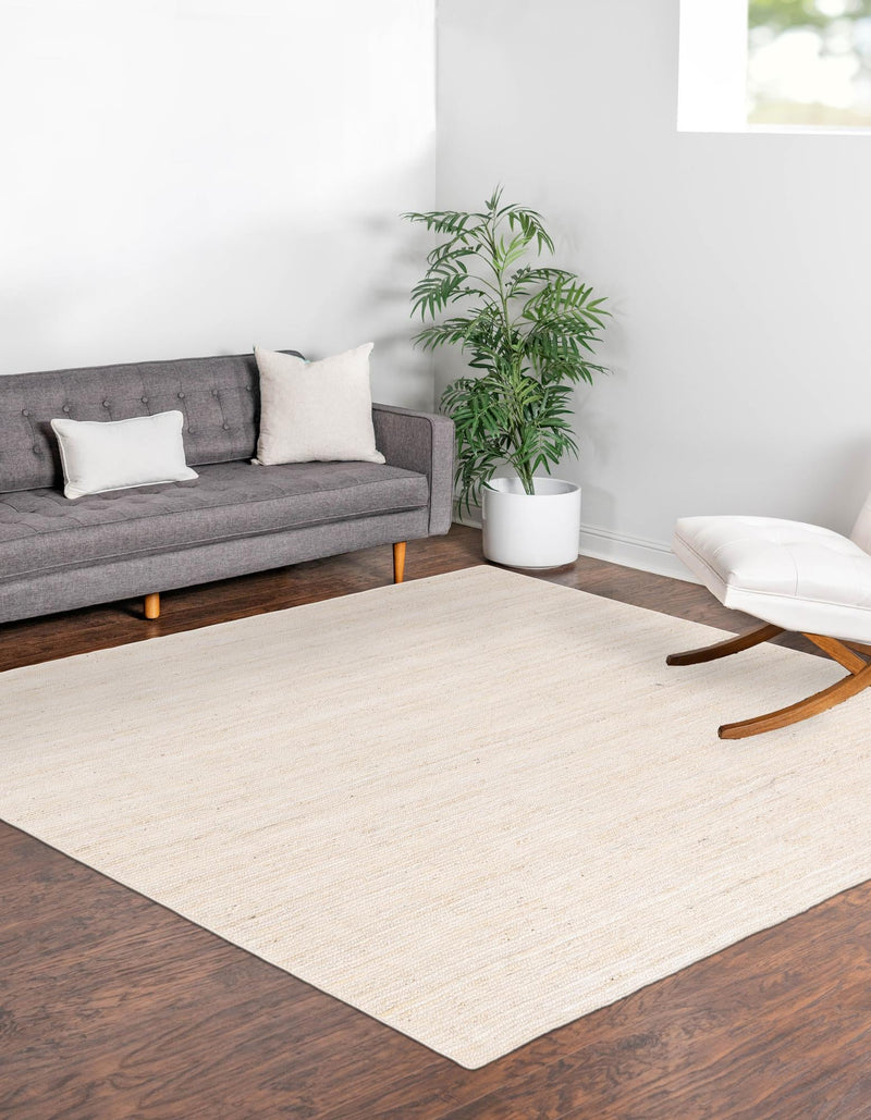 Woven Seaside Jute Collection Area Rug - Savannah (White) Square White lifestyle 34