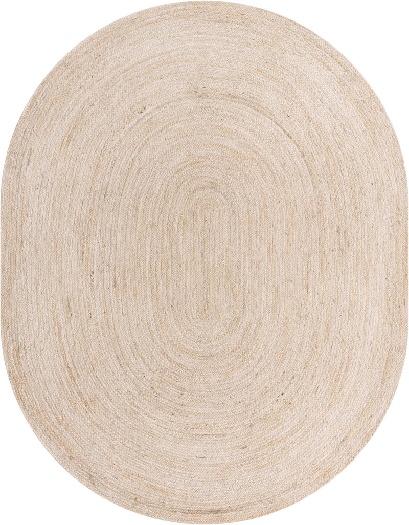 Woven Seaside Jute Collection Area Rug - Savannah (White) Oval White lifestyle 24