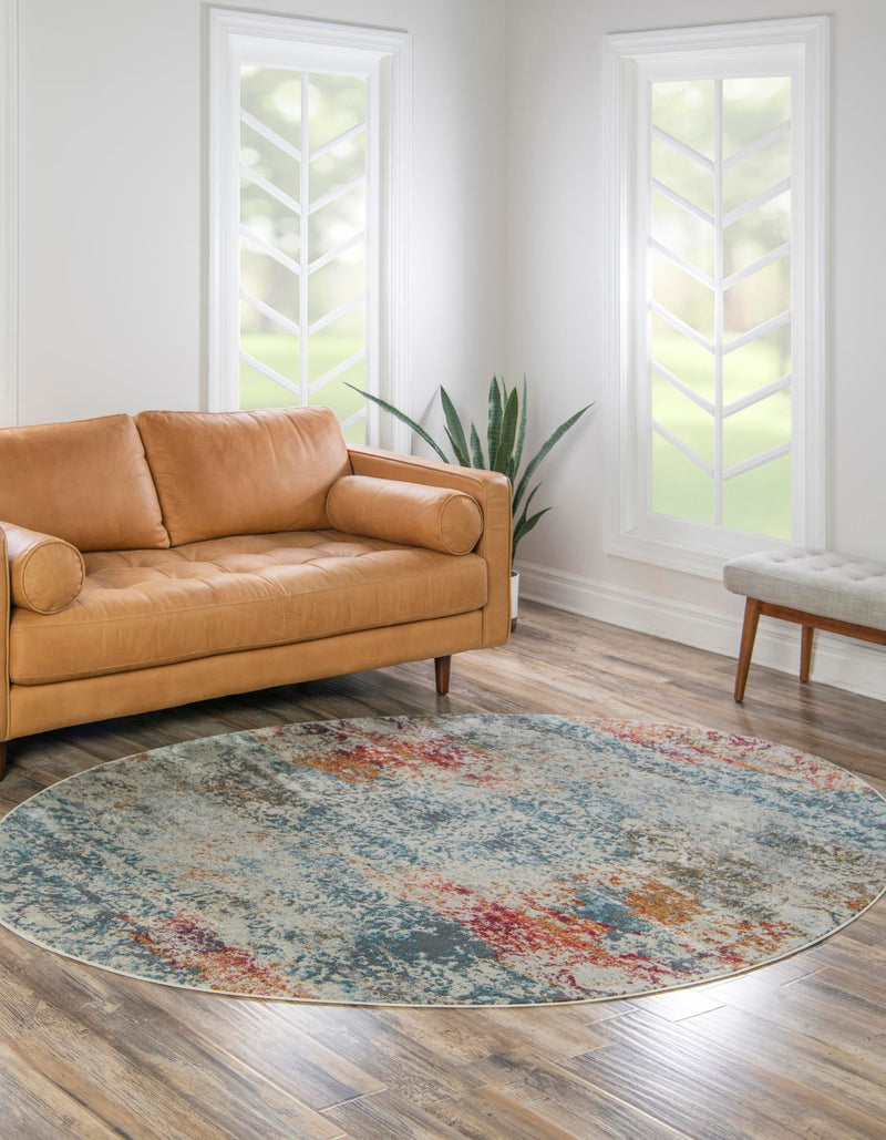 Caribbean Breeze Collection Area Rug - Isla Oval Cream lifestyle 30