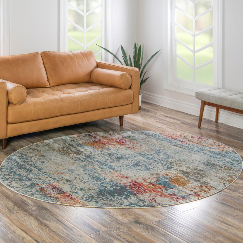Caribbean Breeze Collection Area Rug - Isla Oval Cream lifestyle 98