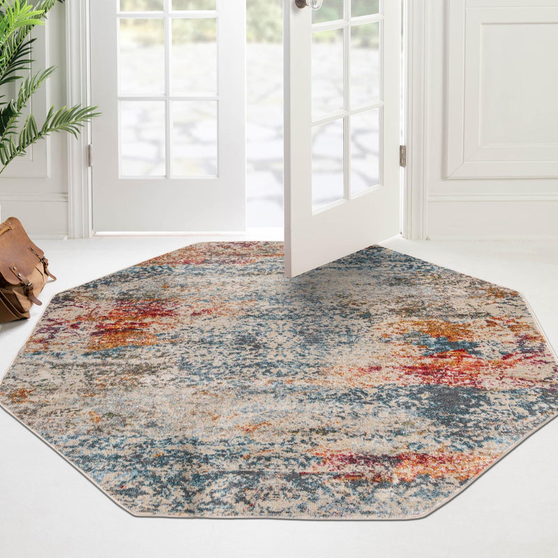 Caribbean Breeze Collection Area Rug - Isla Octagon Cream lifestyle 95