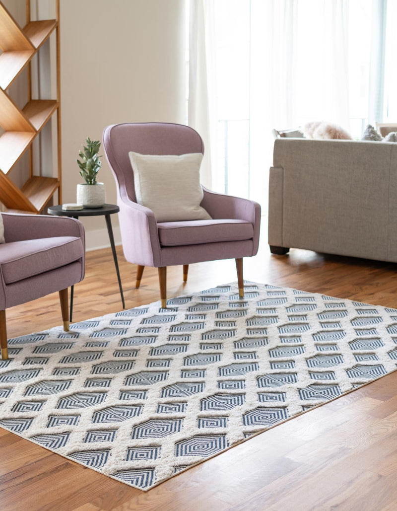 Marbella Meadows Collection Area Rug - Sierra Rectangle Navy Blue lifestyle 19