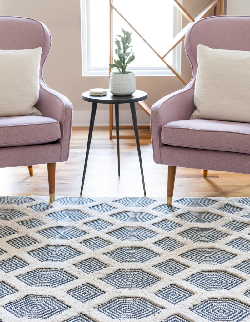 Marbella Meadows Collection Area Rug - Sierra Rectangle Navy Blue lifestyle 23
