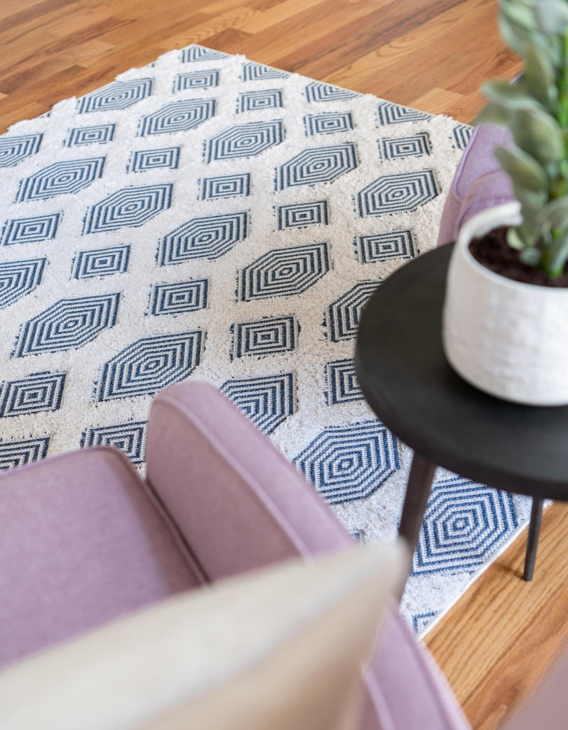 Marbella Meadows Collection Area Rug - Sierra Rectangle Navy Blue lifestyle 25