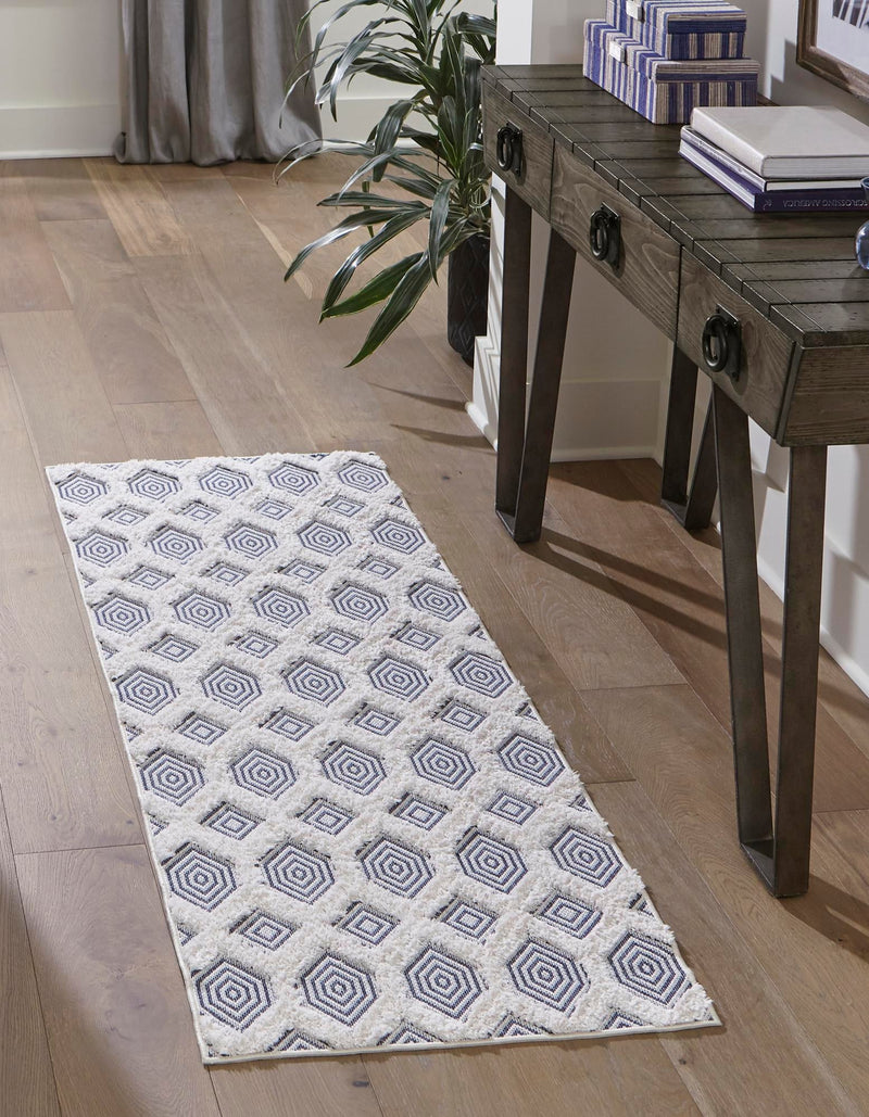 Marbella Meadows Collection Area Rug - Sierra Runner Navy Blue lifestyle 70