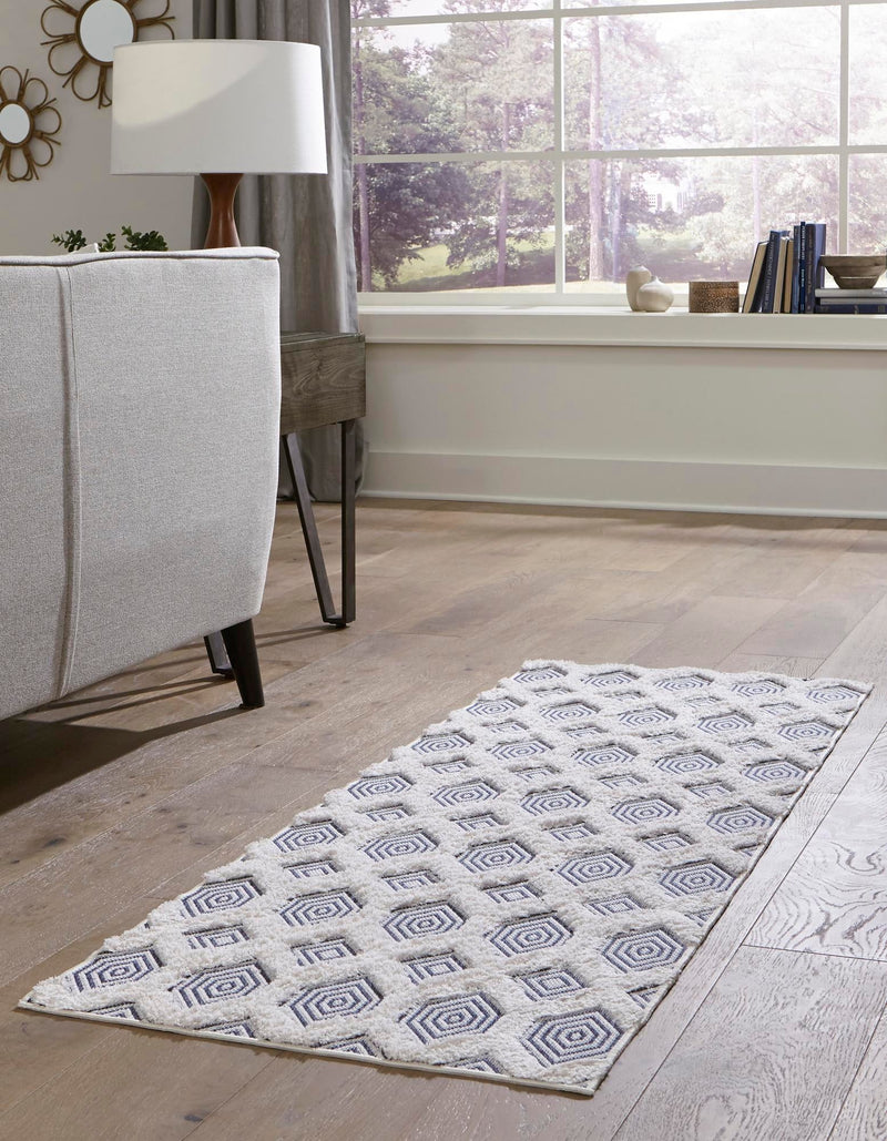 Marbella Meadows Collection Area Rug - Sierra Runner Navy Blue lifestyle 77