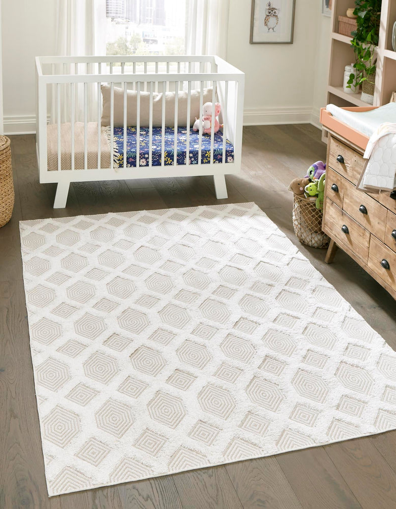 Marbella Meadows Collection Area Rug - Sierra Rectangle Beige lifestyle 7