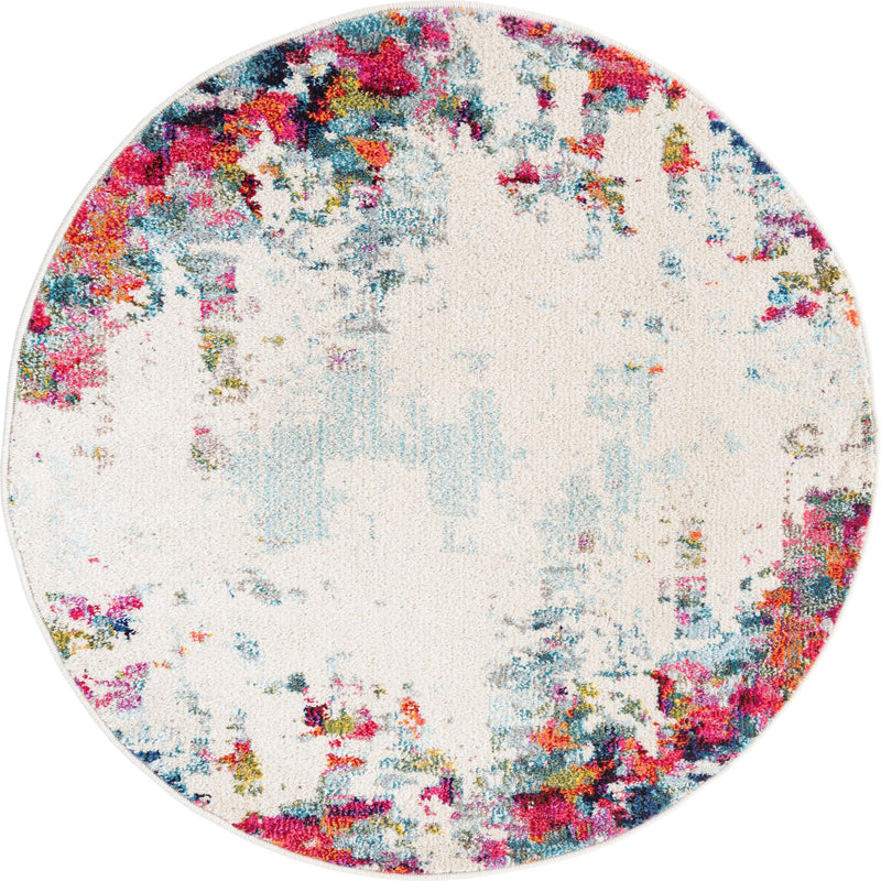 Chromatic Oasis Collection Area Rug - Blush Round Multi lifestyle 14
