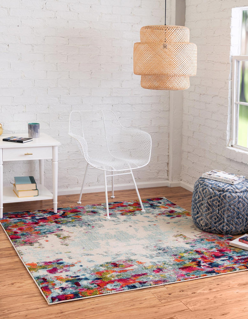 Chromatic Oasis Collection Area Rug - Blush Square Multi lifestyle 22