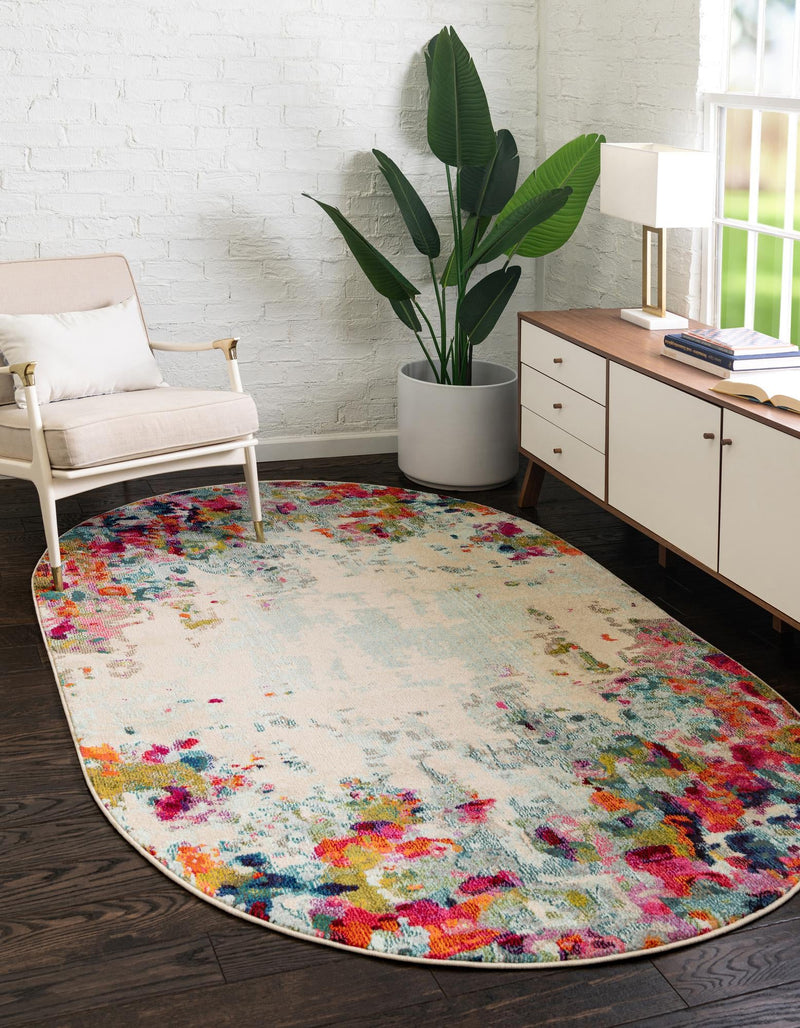 Chromatic Oasis Collection Area Rug - Blush Oval Multi lifestyle 23