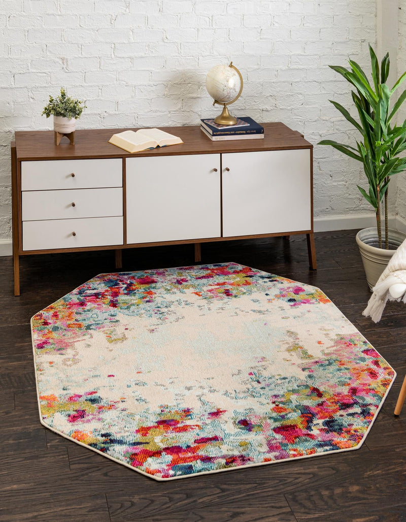 Chromatic Oasis Collection Area Rug - Blush Octagon Multi lifestyle 24