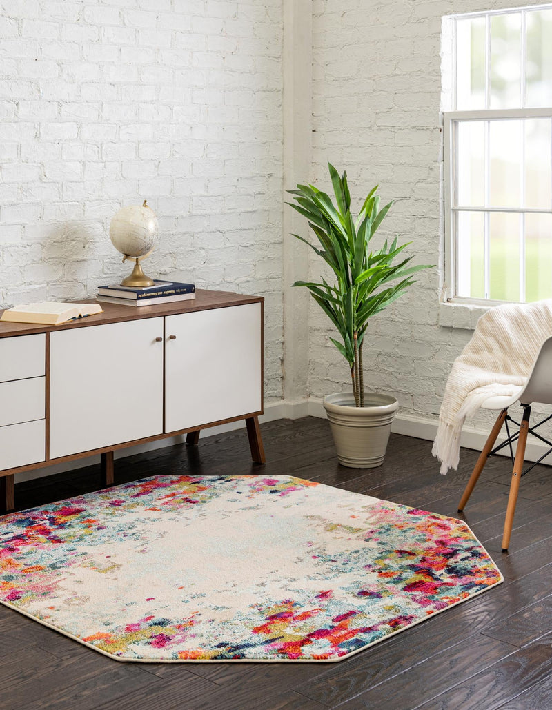 Chromatic Oasis Collection Area Rug - Blush Octagon Multi lifestyle 30