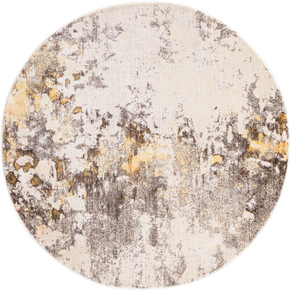 Lunar Luxe Collection Area Rug - Selene Round Ivory Beige lifestyle 22
