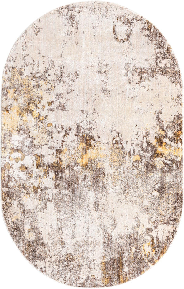 Lunar Luxe Collection Area Rug - Selene Oval Ivory Beige lifestyle 24