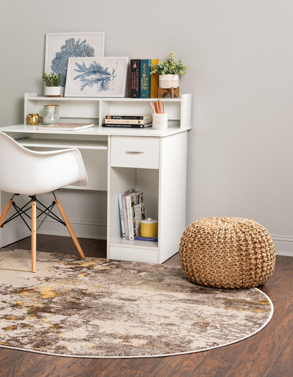 Lunar Luxe Collection Area Rug - Selene Oval Ivory Beige lifestyle 36