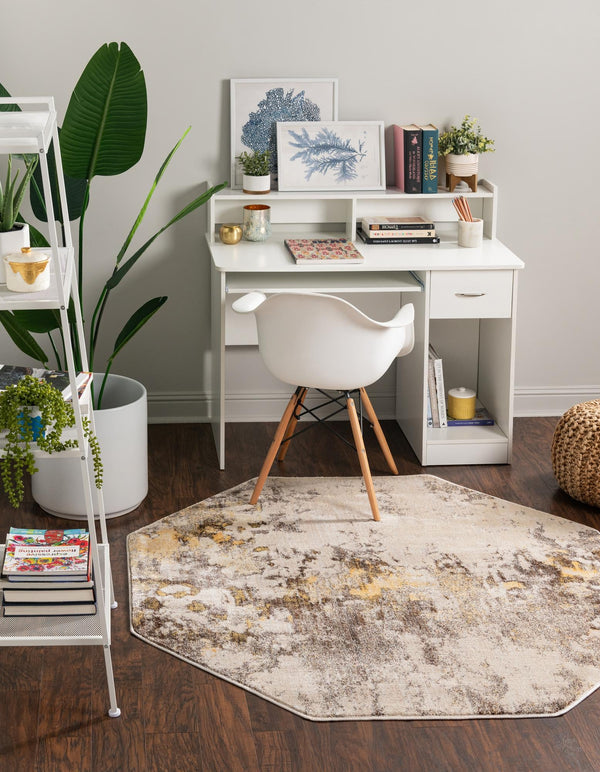 Lunar Luxe Collection Area Rug - Selene Octagon Ivory Beige lifestyle 31