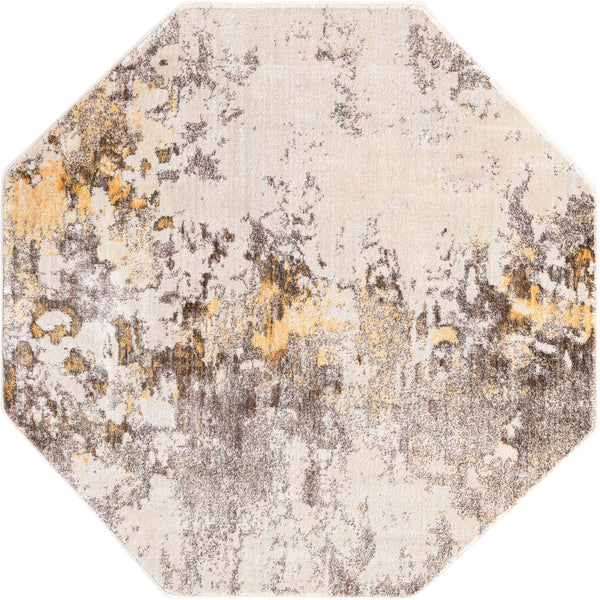 Lunar Luxe Collection Area Rug - Selene Octagon Ivory Beige lifestyle 25